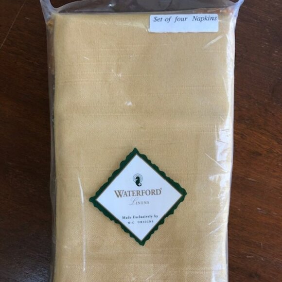 WATERFORD Linens Shanghai Gold Leaf Beaded Napkins 4 - Picture 11 of 16